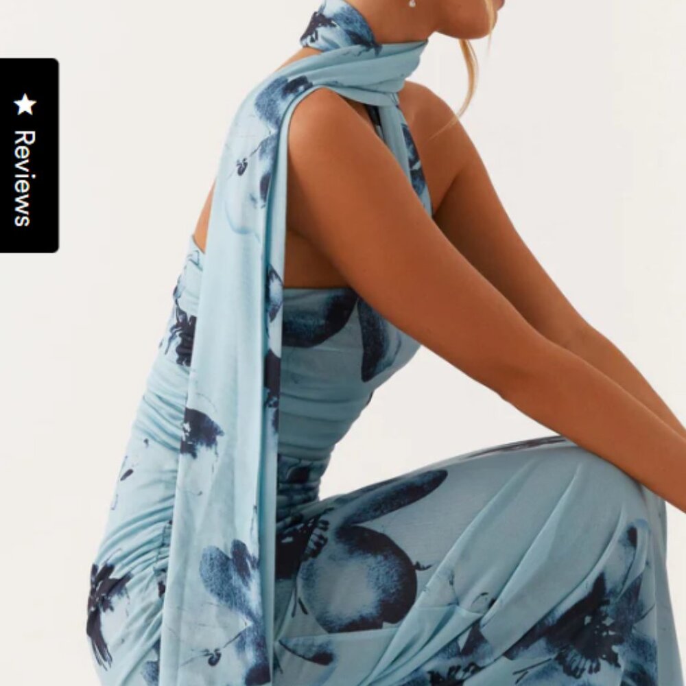 Peppermayo Songbird Maxi Dress Blue Black Floral 0 - Picture 8 of 8